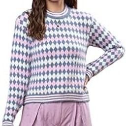 Women’s Diamond-Pattern Woolen Pullover | Full Sleeve Round Neck Winterwear | Warm, Soft & Stylish Knit Sweater for Girls & Ladies-image-67