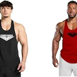 Gym Vest Workout Tank Top Set, 2 Pack, Men's Fitness Muscle Shirts Multicolour S M L XL XXL XXXL blackredRED28july001-image-99