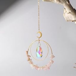 Cactopia Crystal Chips Round Suncatcher Prism Effect for Gifts, Window Hanging Ornament & Boho Garden Decor (Rose)-image-99