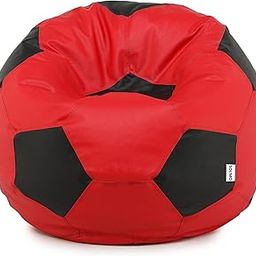 Amazon Brand - Solimo XXXL Football Faux Leather Bean Bag Cover without Beans (Red and Black)-image-24