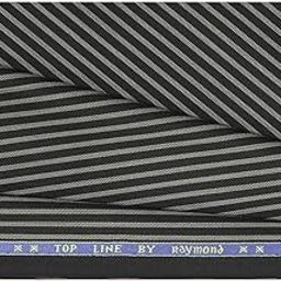 Men's Poly Viscose Unstitched Striped 3 m Suit Material (White and Black, Free Size)-picture-50