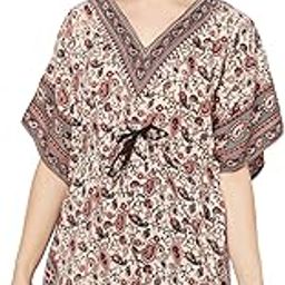 V-Neck Printed Kaftans’ Multicolor Paisley Prints tie up Waist Kaftans for Comfortable Home or Beach Outing Length Short Maxi-17