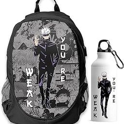 Anime-Back To School Combo Of Gojo Your'E Weak Backpack And Water Bottle For School & College Students-Perfect Combo For Anime Fans,25 Litres, Multicolor-image-87
