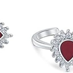 Raajraani Pure 925 Sterling Silver Toe Ring | Droplets Sterling Silver Zirconia Toe Ring | Rhodium Finish, Zirconias and Blue Enamel | Adjustable Toe Ring For Women-image-64