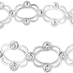 daksh 925 Sterling Silver Bracelet Zircon Studded Supple Ring Cum Bracelet Finger Ring | Adjustable Bracelet and Ring Gift for Women & Girls-picture-24