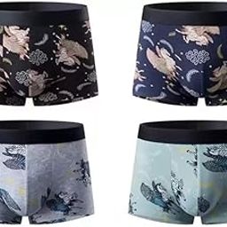 Men's Ultra Soft Brief Underwear Boxer Shorts Low Rise Underpants Trunks Elastic Waistband Multi Printed Multicolor (Pack of 4)-28