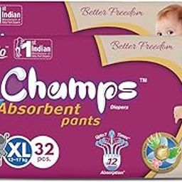 Champs Cotton Elastic Baby Diaper - Extra Large Size(Pack of 2), 64 Pcs | 12-17 Kg | Super Absorbent Core Upto 12 Hrs Leak Protection | Breathable & Soft | Anti Rash & Anti-Bacterial Pants for Babies-image-43