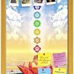 ArtzFolio Sacred Lotus & Chakras D1 | Bulletin Board Notice Pin Board | Vision Soft Board Combo with Thumb Push Pins & Sticky Notes | Golden Frame | 16 x 23.5 inch (41 x 60 cms)-picture-16