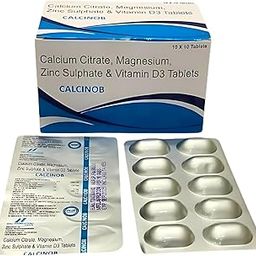 CALCINOB - Calcium Supplement (30 Tablets) Designed to Support Total Bone Health, Joint Support And General Well Being - Calcium Citrate 1000 mg.+ Vit. D3 200I.U.+ Magnesium 100 mg.+ Zinc 22.5 mg-image-99