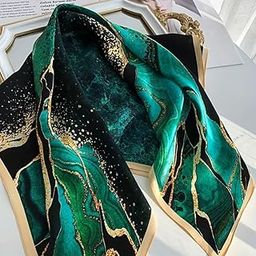 Generic Elegant Bohemian Chic Green Mulberry Silk Square Scarf-image-20
