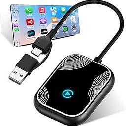 Wireless Carplay Adapter for iPhone,Mini Size Bluetooth 5.3 WiFi 5.8 GHz,Plug and Play Convert Wired to Apple Carplay Wireless Adapter,Connect Stable No Delay Lag(USB-A/Type-C Port) 06D-1