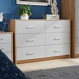 illfordd furniture Chest of Drawers for Storage with 6 Drawers in Frosty White and Oak Finish-24