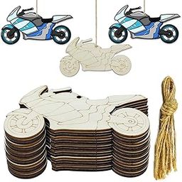 Curious Button Set of 5pcs Motorcycle Wood DIY Crafts Cutouts Wooden Motorcycle Shaped Ornaments with Hole Hemp Ropes Gift Tags for Wedding Birthday Christmas Decorations-image-74