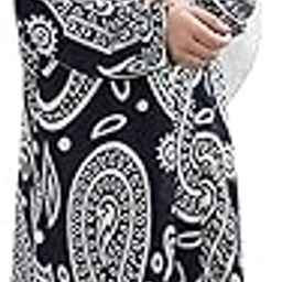 Women's Muslim One-Piece Solid Full Flayered Sleeve Loose Fit Long Pakistani Kafthan Abaya Dress With Hijab/Modest Maxi Dress Abaya/Pardha Islamic Outfit,Free Size - Multicolor-image-101