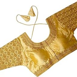 Gold Heavy Work Embroidered bridel zari Golden Threaded Blouses for Womans and Girls Free Size 36-38 Fancy Trendy Style Looks Choli Pack of 1pcs-image-24