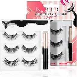 CALAILIS Magnetic Eyelashes for Women,Natural Reusable Magnet Eyelashes 3 Pairs Eyelashes Magnetic with Tweezers& Waterproof Eyeliner(CY302)-29