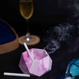 Hextray 2.0 Candy marble - Geometric Pattern Hexagonal Ashtray (White & Pink)-picture-24