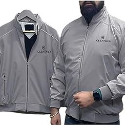 Cleather Men's Grey Windcheater Jacket, Stand Collar, Full Zip, Lightweight Winter Sporty Jacket with Multiple Pockets-image-1