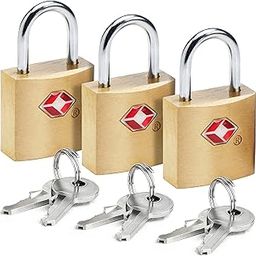 EzLife - TSA Approved Brass Mini Padlock, Brass Luggage Locks, Brass Lock with Key for Gym Locker, Backpack (Multicolor) (Pack of 3)-picture-21