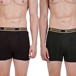 Marlow Mens 100% Pure Combed Cotton Outer Elastic Plain Trunks (Pack of 2)-image-6