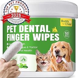 BuddyCheer Dog Teeth Cleaning Wipes, Pet Dental Finger Wipes for Dogs' Teeth, Dog Finger Toothbrush Wipes to Reduce Tartar Buildup, Freshen Breath Disposable Dental Wipes for Dogs- Mint- 50 Count-21