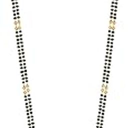 2 Vati Wati Mangalsutra For Women Girls Ladies Temple South Indian Traditional 1 Gram Gold Stylish Maharashtrian Long Chain Double Mangal sutra Pendant Tanmaniya Black golden Nallapusalu Chains-image-69