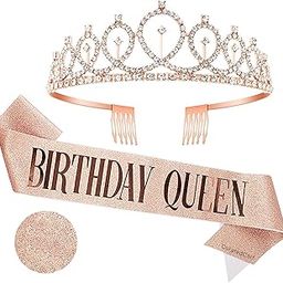 Birthday Crown and Sash for Women Birthday Girl Sash & Rhinestone Tiara Set - Birthday Decorations Birthday Girl Crowns Tiaras for Women-71