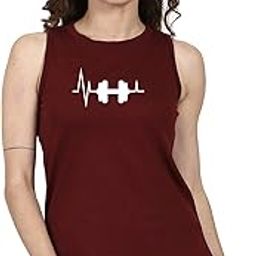 Dumbbell Printed Tank Tops for Women and Girls | Sleeveless Tshirts | Gym Wear | Fitness and Workout T-Shirts | Cotton | Stylish | Quote Gym Wear-image-99
