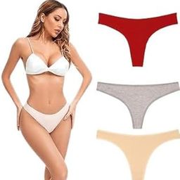 Women’s Cotton Blend V-Back Design G-String Thong Panties Comfortable – Lightweight, Daily Use (3-Pack)-picture-2