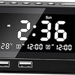 Pinakine® Desktop Alarm Clock with Speaker Fm Function Dual USB Port Led Display Black | Consumer Electronics | Portable Audio & Headphones | Audio Docks & Mini Speakers-1