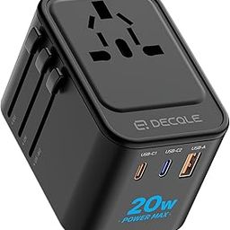 decqle Universal Travel Adapter, International Travel Plug Adapter with 2 USB-C(PD 20W) ＆ 1 USB-A Ports, All in One Portable Adaptor, for USA, UK, EU, AU ＆ 224+ Countries (Black) US-image-44
