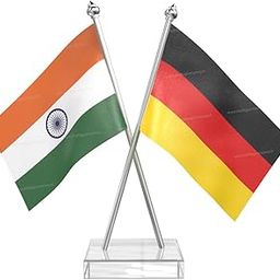 The Flag Company India and Germany Cross Table Flag with Stainless Steel Poles & Transparent Acrylic Base | Dual 4x6 Inch Flags for Office, Desk & Diplomatic Display-picture-31