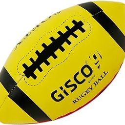 GISCO Soft Rugby Ball for Adults & Youth (1 Piece) | for Training & Play, Indoor & Outdoor Use | Handstitched, Made PVC - Size 200mm, Single (Red & Yellow)-image-30