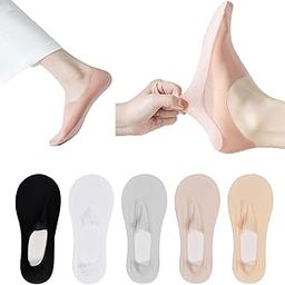 5Pcs Socks for Woman, Socks, Women's Invisible Nylon Ankle Invisible No-Slip Ice Silk for Breathable Anti Odour Cotton-image-48