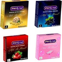 ProLove Premium Dotted Condoms, Assorted Flavours - Butterscotch, Black Currant, Strawberry, Bubble Gum-image-16