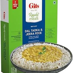 Gits Ready to Eat Jeera Rice & Dal Tadka Combo Meal, Pure Veg, Heat and Eat, 375g-image-73