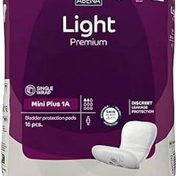 Abena Light Incontinence Pads For Women, Anatomically Designed Barriers For Urinary Leak Protection, Breathable, Comfortable with Fast Absorption, Self-adhesive Strips - Mini Plus 1A, 200ml, 16 Count-image-24