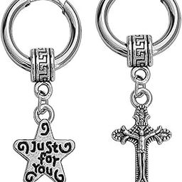 Just for you Star Ear Studs With Christ Jesus Cross Punk Titanium Steel Piercing Jewelry Silver Stainless Hoop Earrings For And Women-image-35