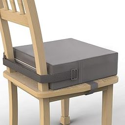 Toddler Booster Seat for Dining Table, PU Washable Double Safer Straps Non-Slip Bottom Booster Seat Dining Toddler, Portable Travel Increasing Cushion (Grey)-11