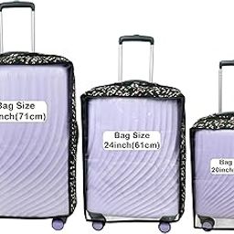 Combo of 3 Military and PVC Trolley Cover/Suitcase Cover/Waterproof Dustproof Luggage Cover/Zippered Clear PVC Suitcase Covers Protectors (28 inch, 24 inch, 20inch)-image-58