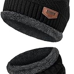 Fitness Mantra® Sports Winters Cap & Muffler for Men & Women| Beanie Cap| 1 Set| (Black)-image-56