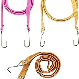 Sarthak 15 mm Multipurpose Ultra Flexible Rectangle Shaped Bungee Motorcycle Bike Luggage Elastic Strap/Rope with Metal ABS Hook Multicolour - 1 Pcs Each of 4ft, 5ft and 6ft (Set of 3 Pcs)-image-62