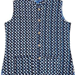 Women's Blue-Sky Color Cotton Quilted Reversible Sleeveless Jacket-image-70