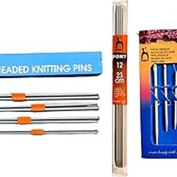PONY Knitting Pins(25cm)- Set of 4(Size:9G to12G) & Knitting Needle for Neck No.12(23cm) Pair of 4 & Large Eye Loops Wool Needles-Set of 3 & Stainless Steel Needles-Set of 2-image-64