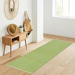 MAHZEE HOME� - Hand Woven Cotton Diamond Rug Runner for Bedroom, Entrance, Living Room, Kids Room | Size: 18" x 52" Inches or 1'6" x 4'6" Feet | 100% Organic | Machine Washable (Green)-image-20