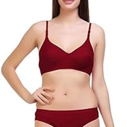 Vouivre Cotton Full Coverage Lightly Padded Wire Free Bra Panty Lingerie Set Honeymoon Bikni Set (34)-image-36