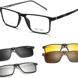Rectangle TR90 Clip on Glasses with 3D Lens for Myopic Men Women,4 in 1 Clip on Sunglasses with Spring Hinge 6053-picture-44