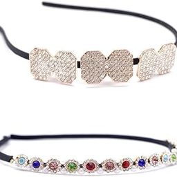 Pearl and Kundan Studded Hairband for Women & Girls Wedding Collection multi Design Stone For Kids Girl's For Gift Set of 2 Pcs-image-98