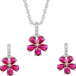 925 Silver Floral Perfect Set| Gifts for Women and Girls | With Certificate of Authenticity and 925 Stamp | 6 Months Warranty-0