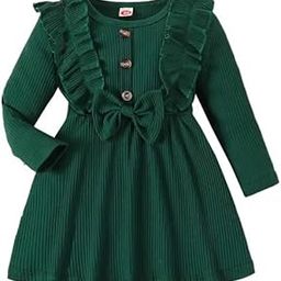 Green Siskin Button Front Baby Girl Frock-image-99